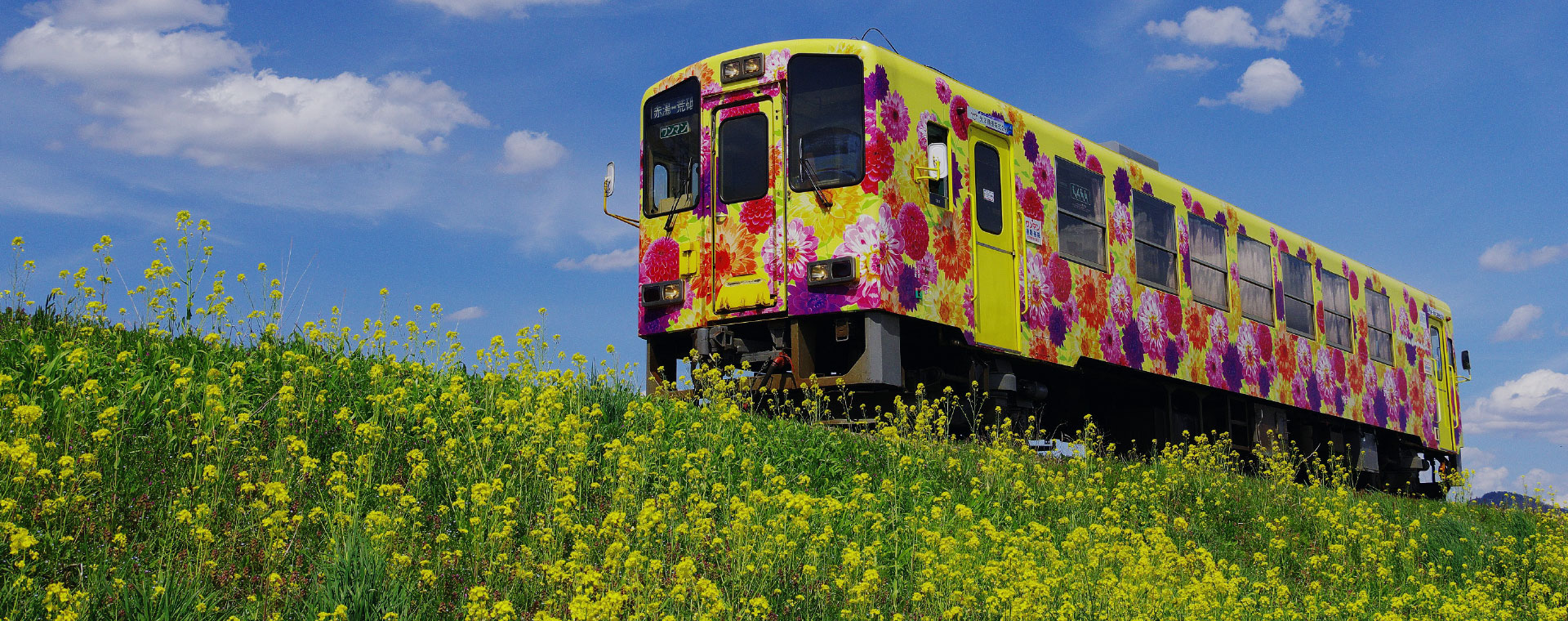 青空の下を走るフラワー長井線